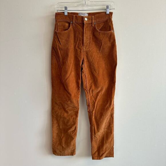 Everlane Tan Brown Baby Cord Cheeky Corduroy High Waist Straight Leg Pants Sz 26 - Picture 1 of 9